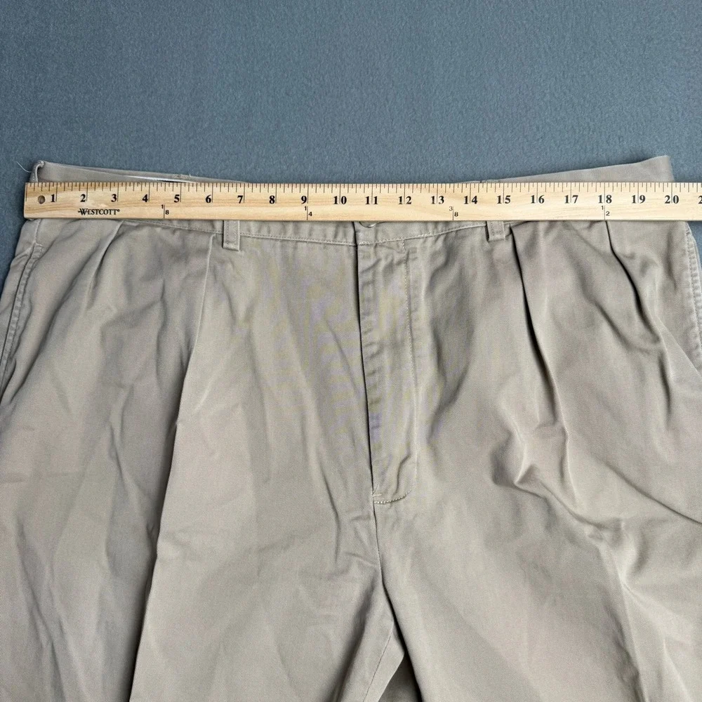 Polo Ralph Lauren Andrew Pant Mens 40x30 Tan Khaki Pleated Cotton Chino Trousers